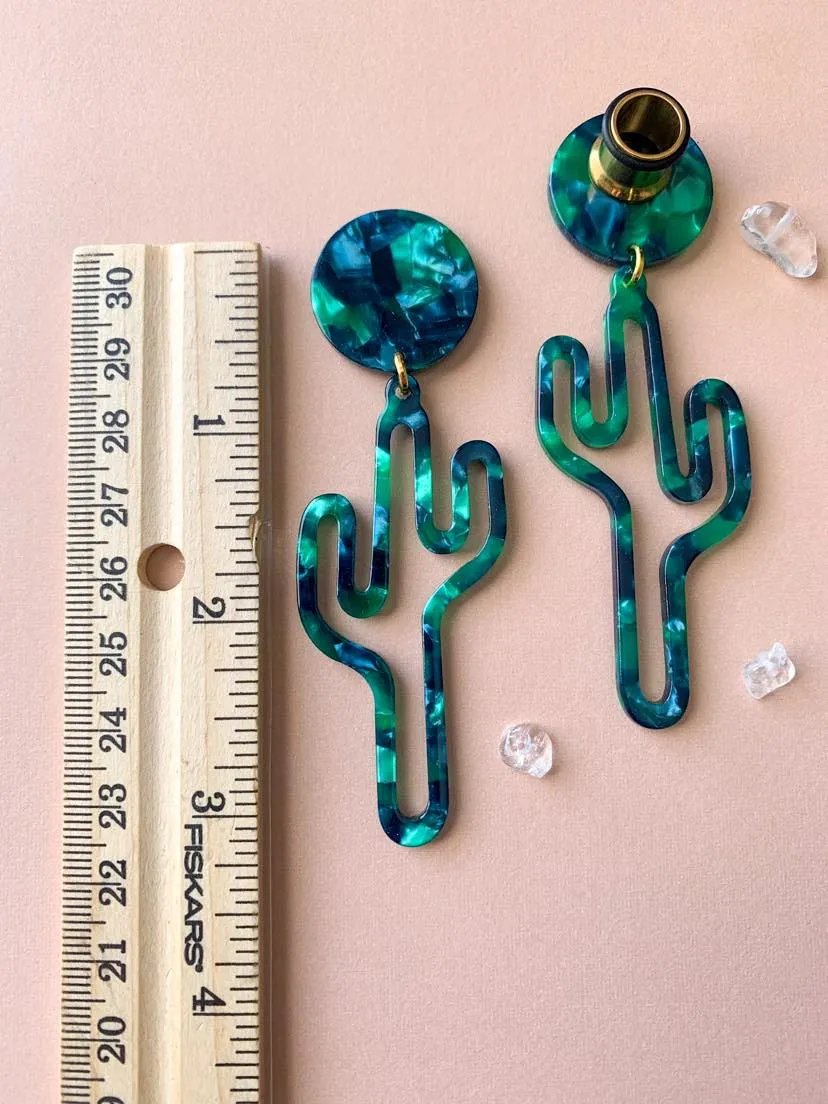 Green Acetate Cactus-Shaped Dangles