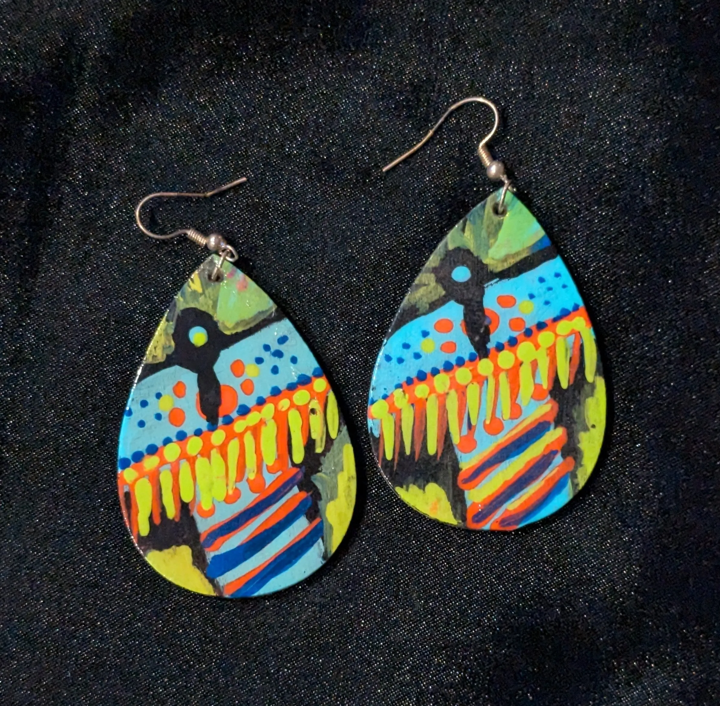 Hand Painted Native Dangle Earrings