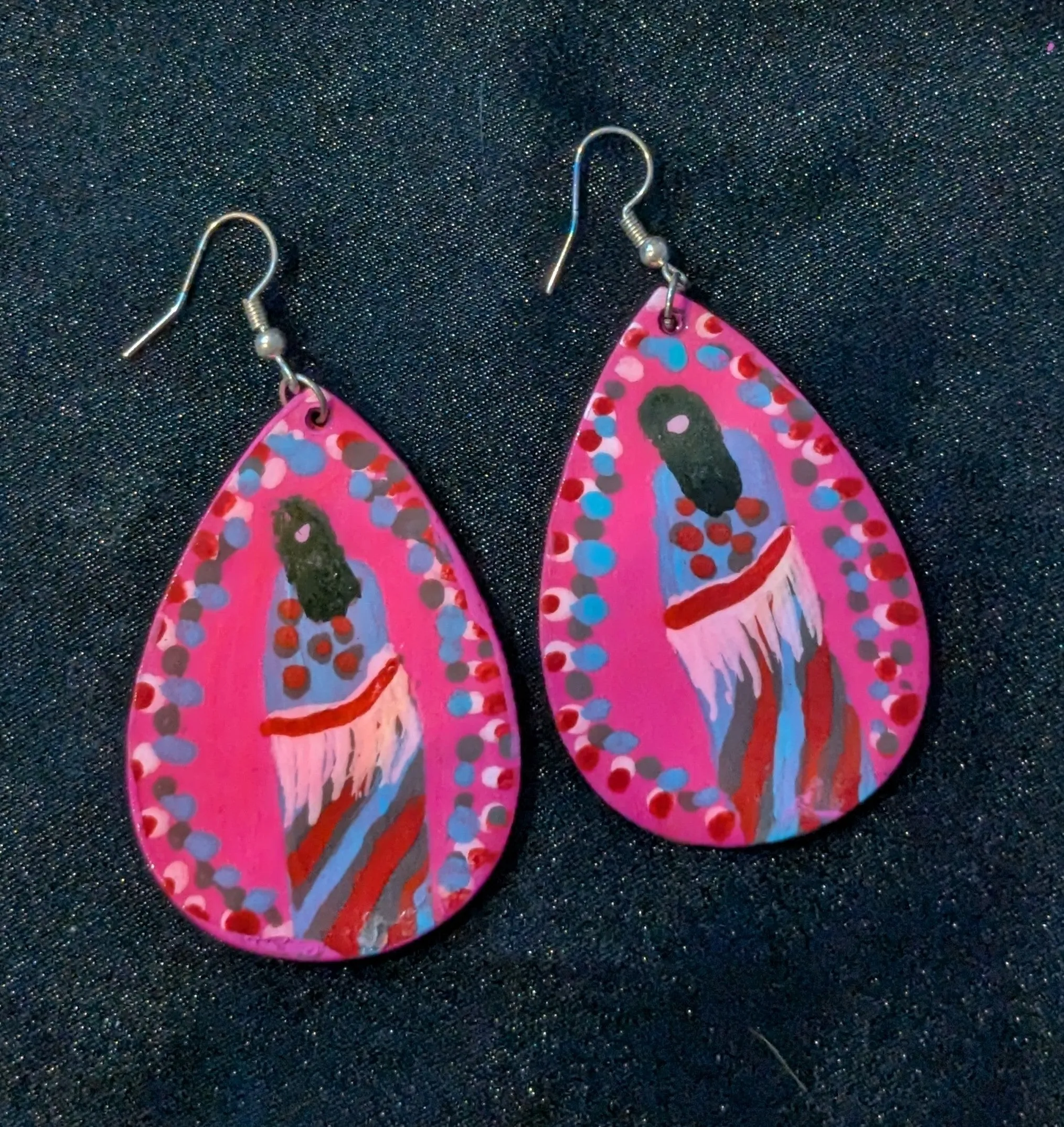 Hand Painted Native Dangle Earrings