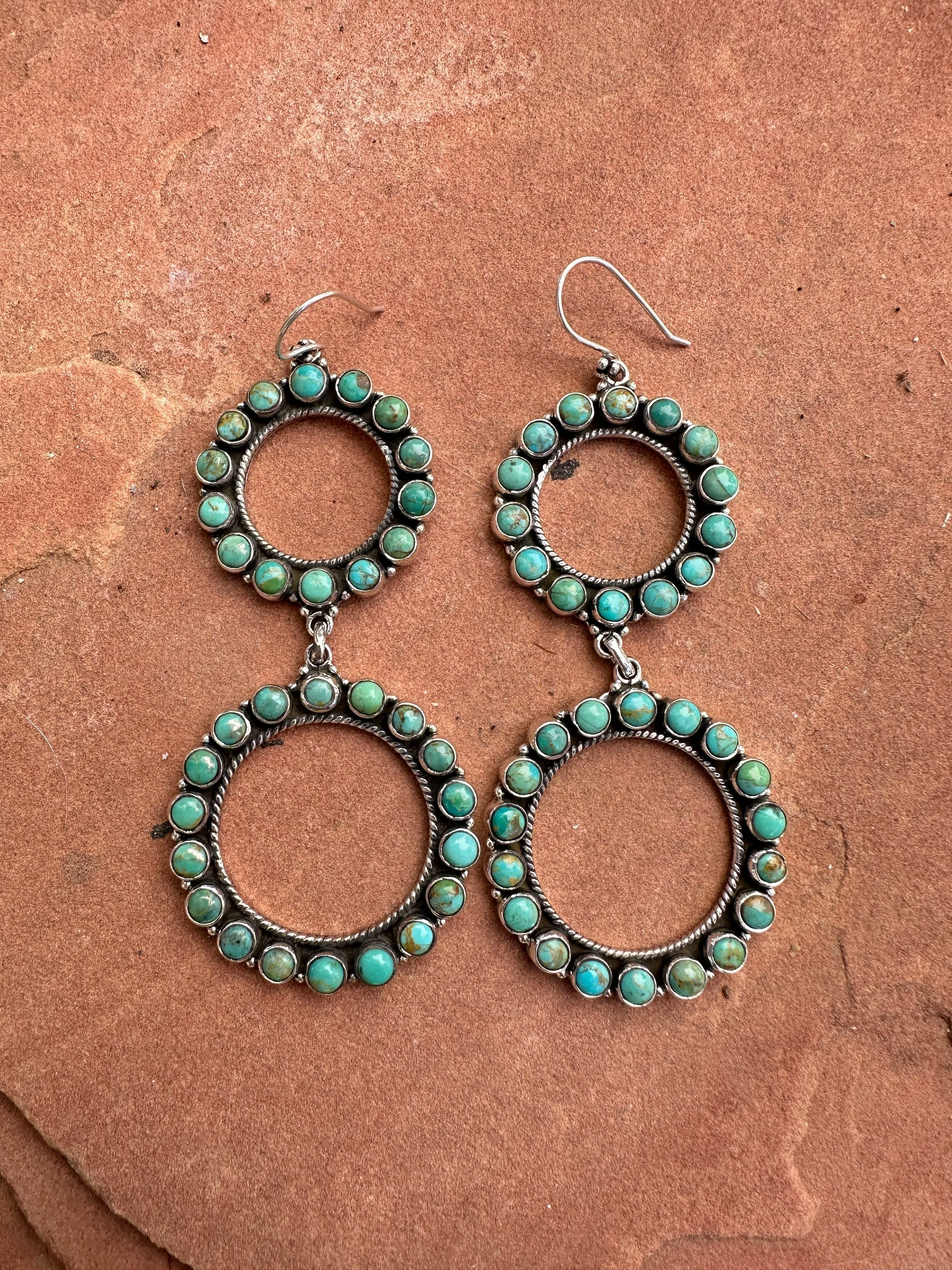 Handmade Turquoise and Sterling Silver Statement Dangles