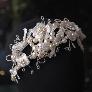 Handmade Vintage Bridal Pearl Headband-Wedding Headpiece