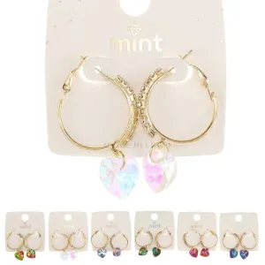 Heart Dangle Hoop Earrings 47410 ( 12 units )