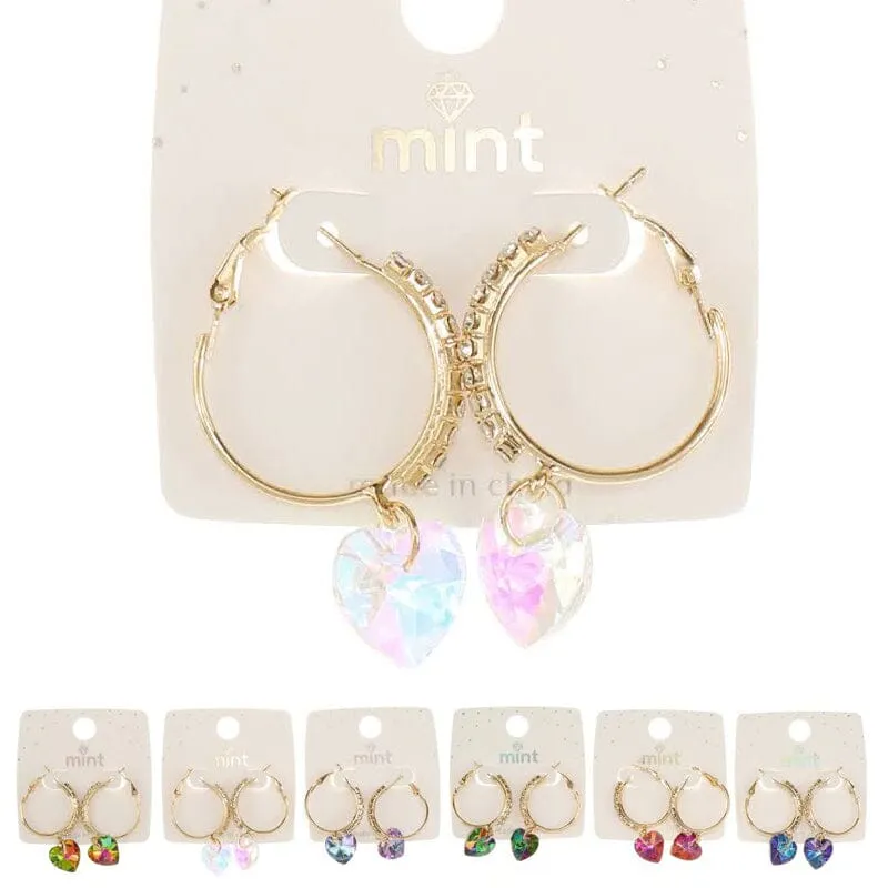 Heart Dangle Hoop Earrings 47410 ( 12 units )