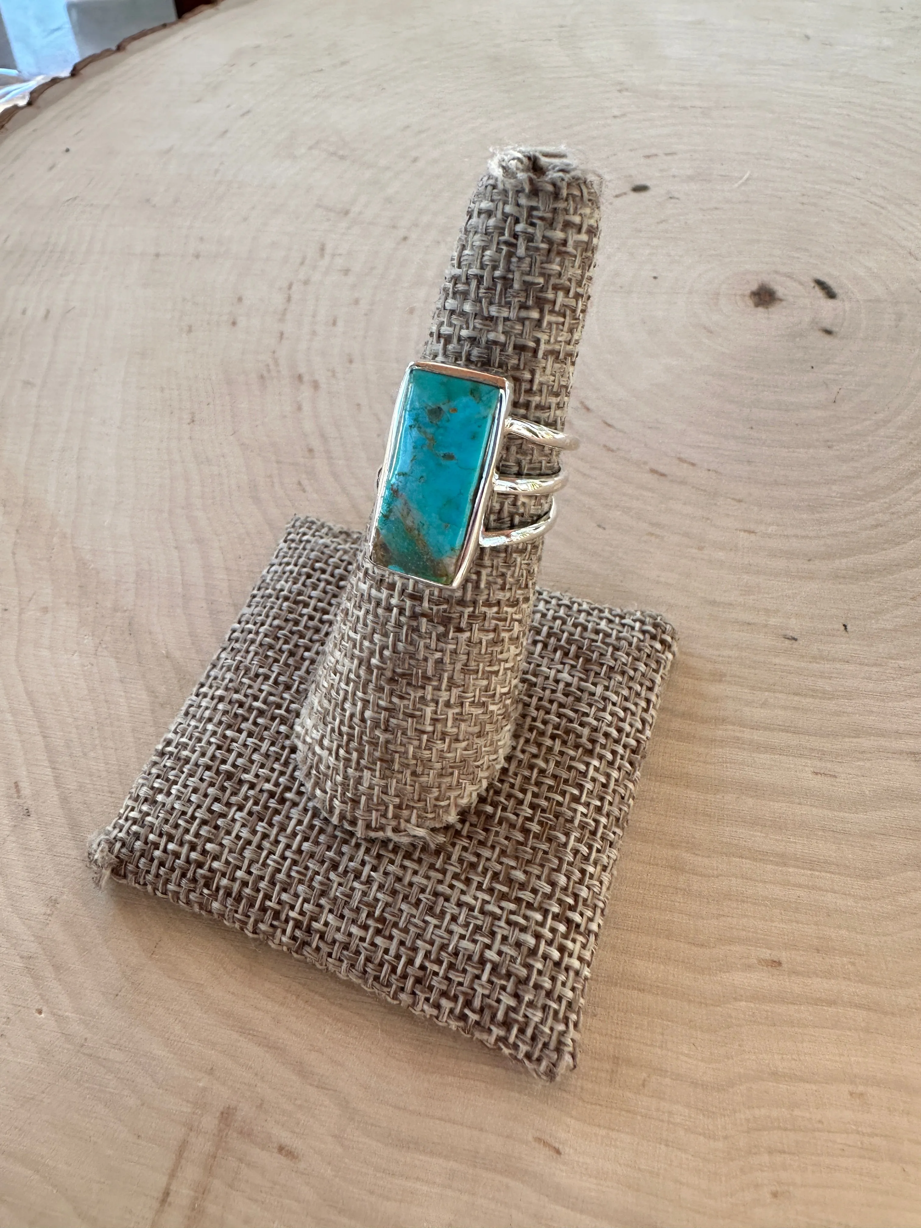 Ivy Handmade Natural Turquoise  Sterling Silver Adjustable Ring