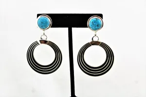 Jack Tom Sterling Turquoise Round Earrings