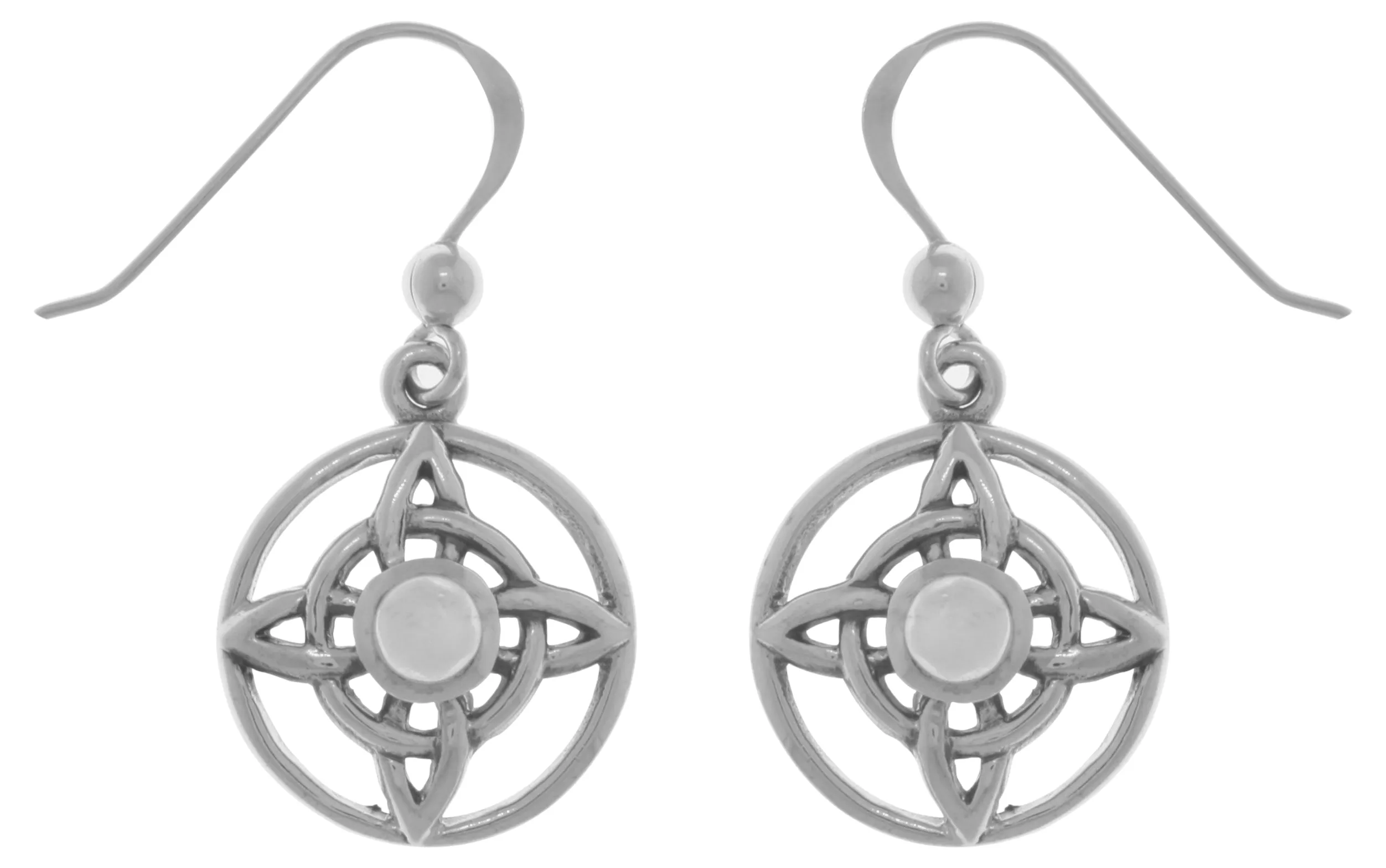 Jewelry Trends Sterling Silver Celtic Quaternary Knot Dangle Earrings with Rainbow Moonstone Stones