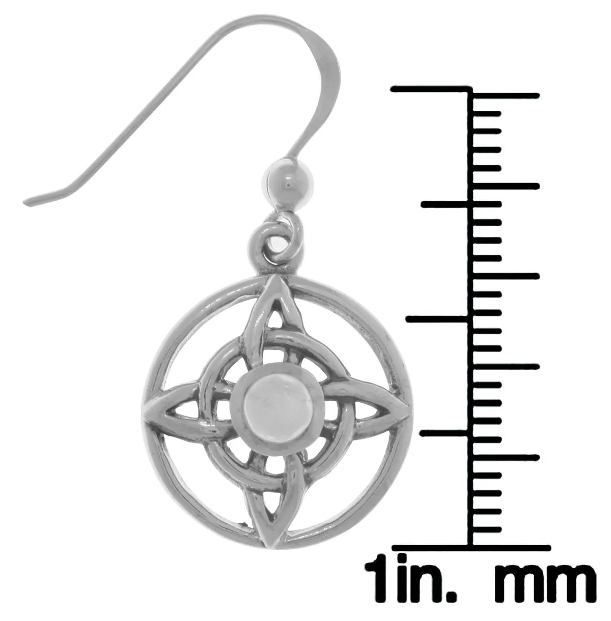 Jewelry Trends Sterling Silver Celtic Quaternary Knot Dangle Earrings with Rainbow Moonstone Stones