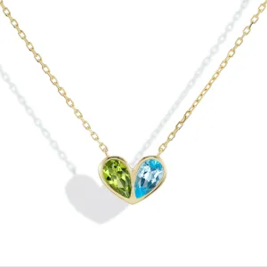 Jumbo Sweetheart Necklace Peridot & Blue Topaz