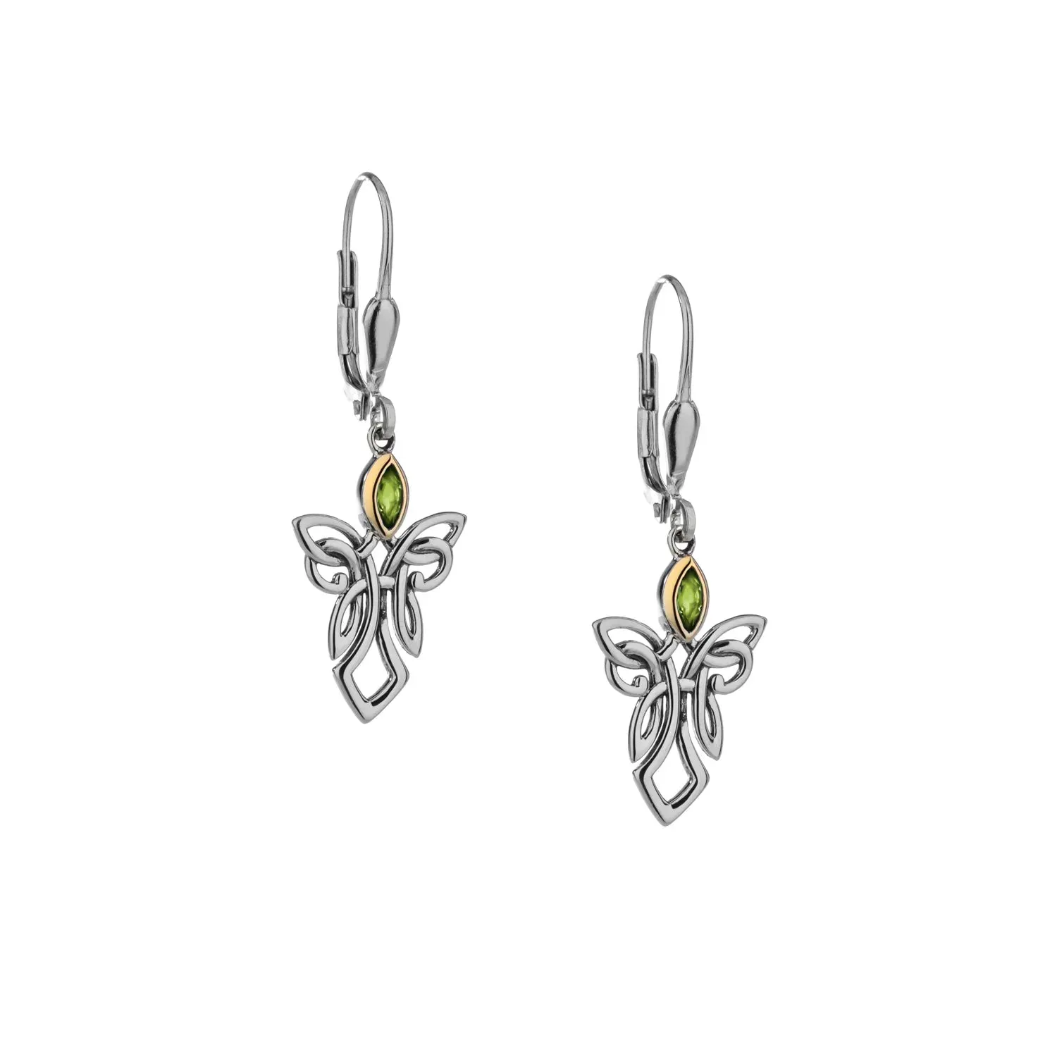 Keith Jack Sterling Silver   10k Guardian Angel Peridot Earrings