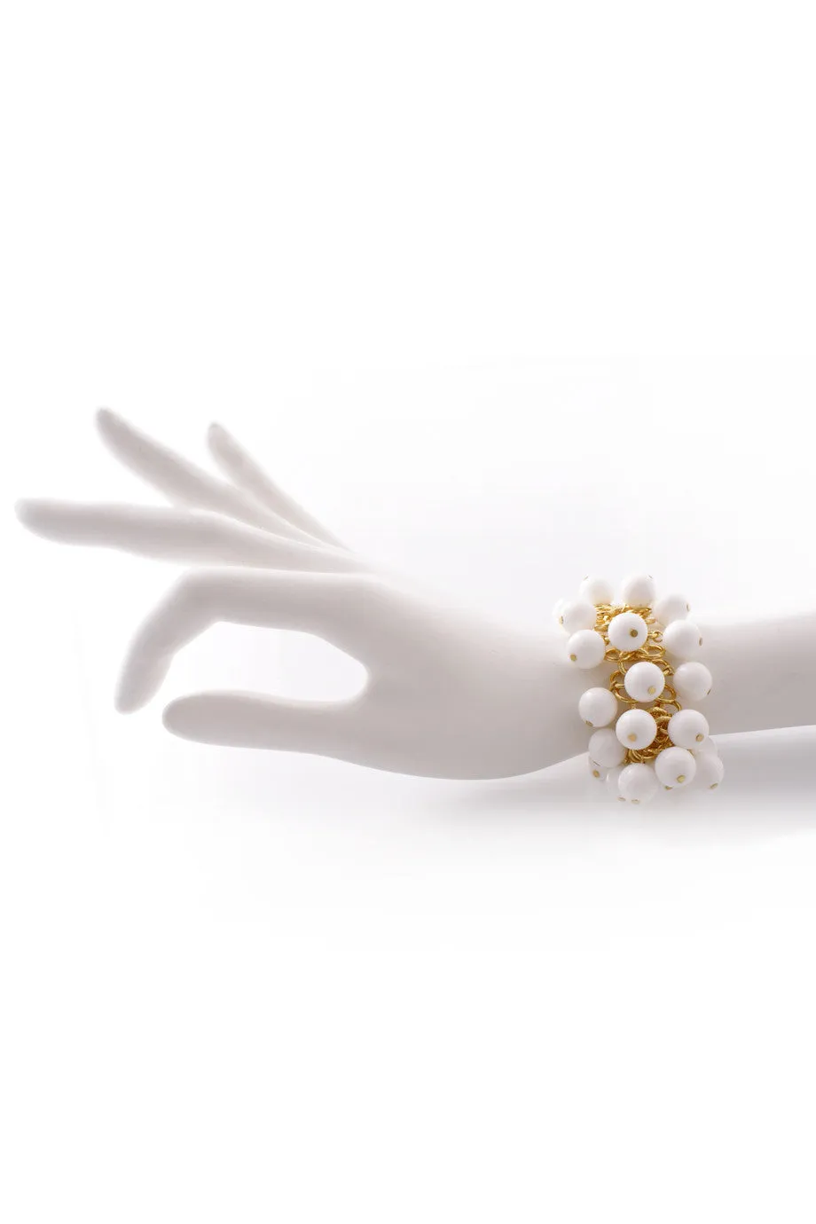 KENNETH JAY LANE White Cluster Beads Bracelet