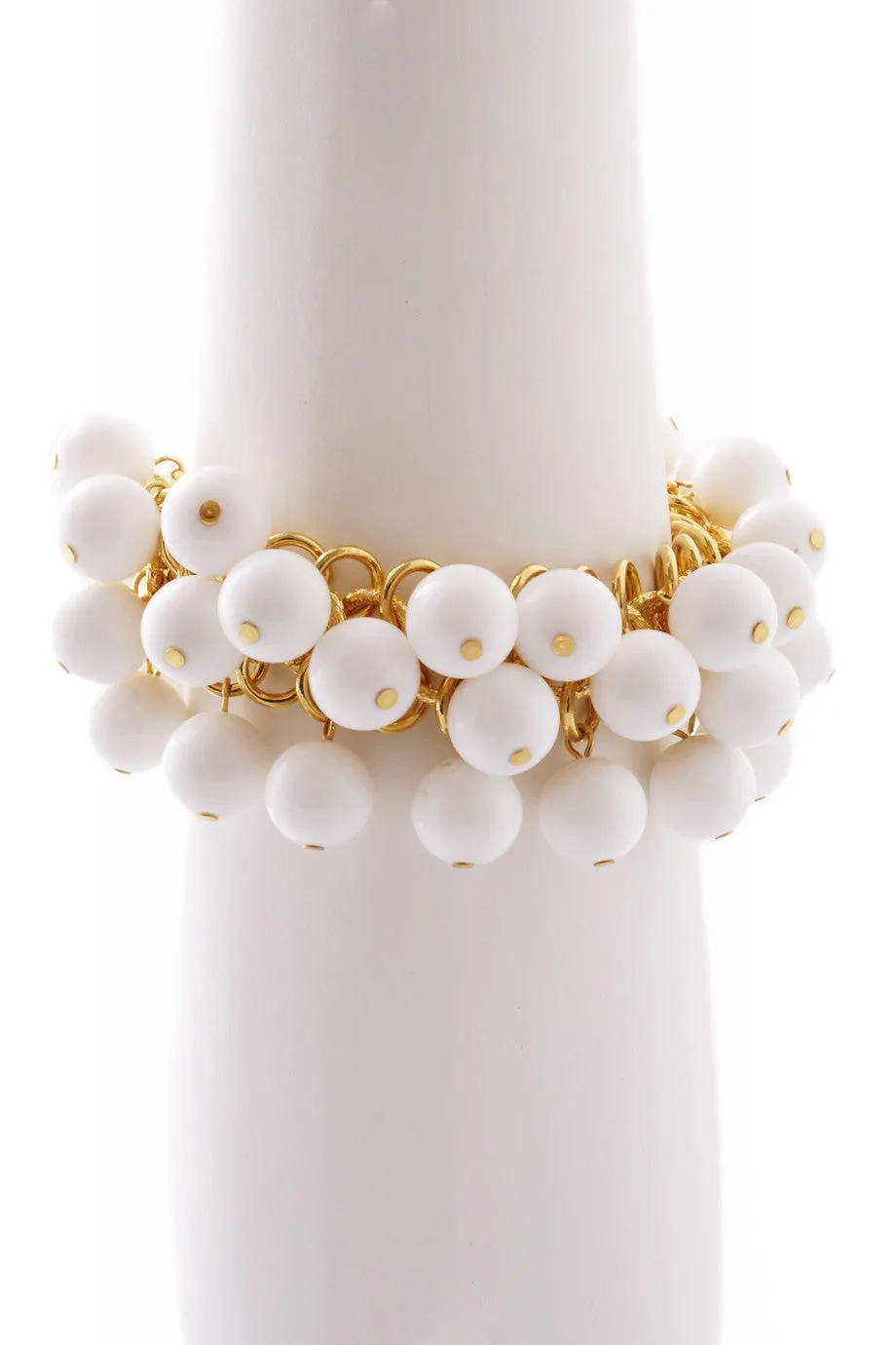 KENNETH JAY LANE White Cluster Beads Bracelet