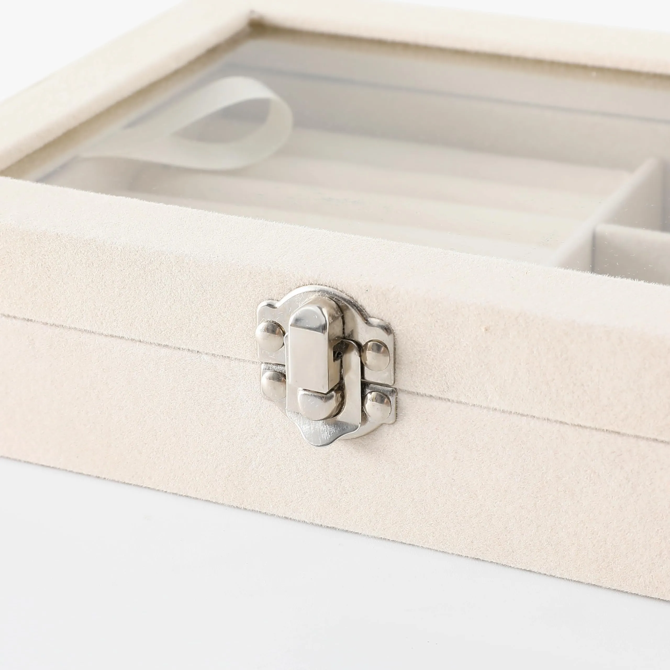 Kuber Industries Pack of 5 Velvet Jewelry Box Organizer | Jewelry Storage Box | Jewelry Organizer | Showcase Holder Dresser Organizer for Earring Necklace Bracelet Ring |YXX-018 | White