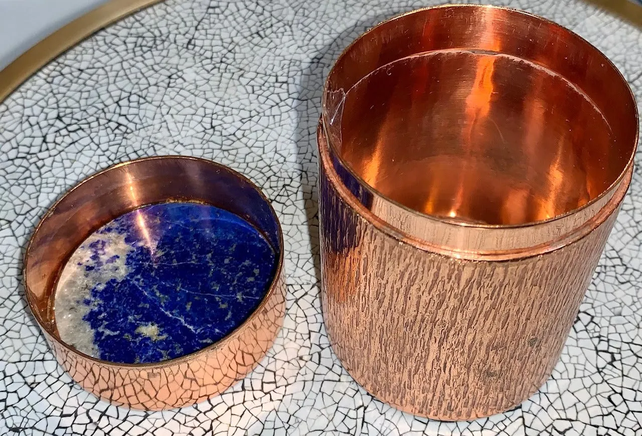 Lapis and Copper Lidded Container