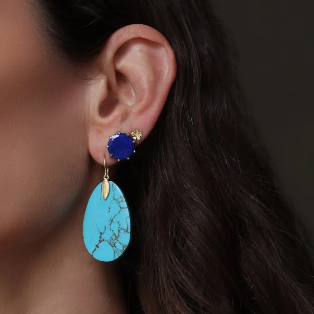 Lapis Circle Stud Earrings