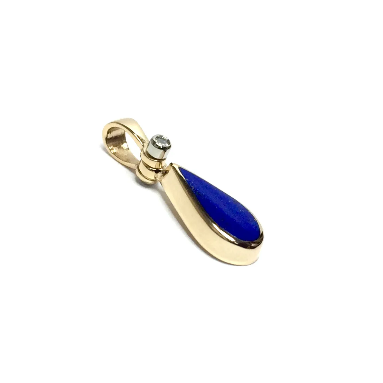 Lapis Tear Drop Inlaid .02Ctw Diamond Pendant