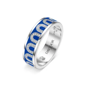 L'Arc de DAVIDOR Ring MM, 18k White Gold with Rivera Lacquered Ceramic and Arcade Diamonds