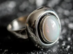 Large Opal Silver Ring - Opal Statement Ring - October Birthstone Ring