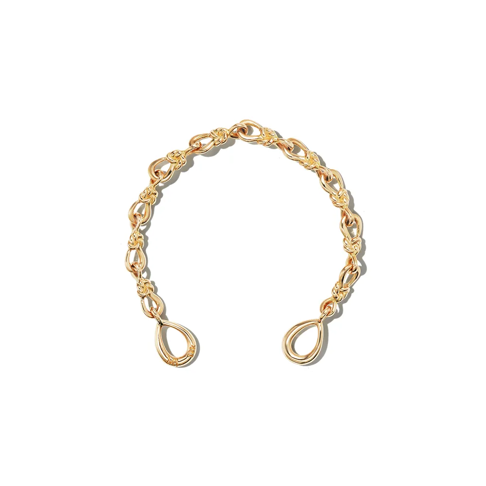 Large True Lover's Knot Handmade Bracelet Chain in Gold