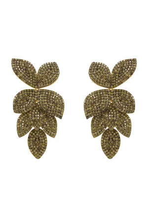 Latelita London Petal Cascading Flower Earrings Gold Peridot Cz