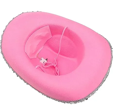 LED Pink Cowboy Hat with 3 Bandanas for Cosplay