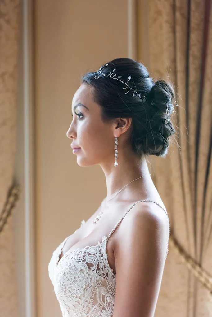 Lili Crystal and Pearl Bridal Hair Vine