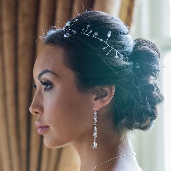 Lili Crystal and Pearl Bridal Hair Vine