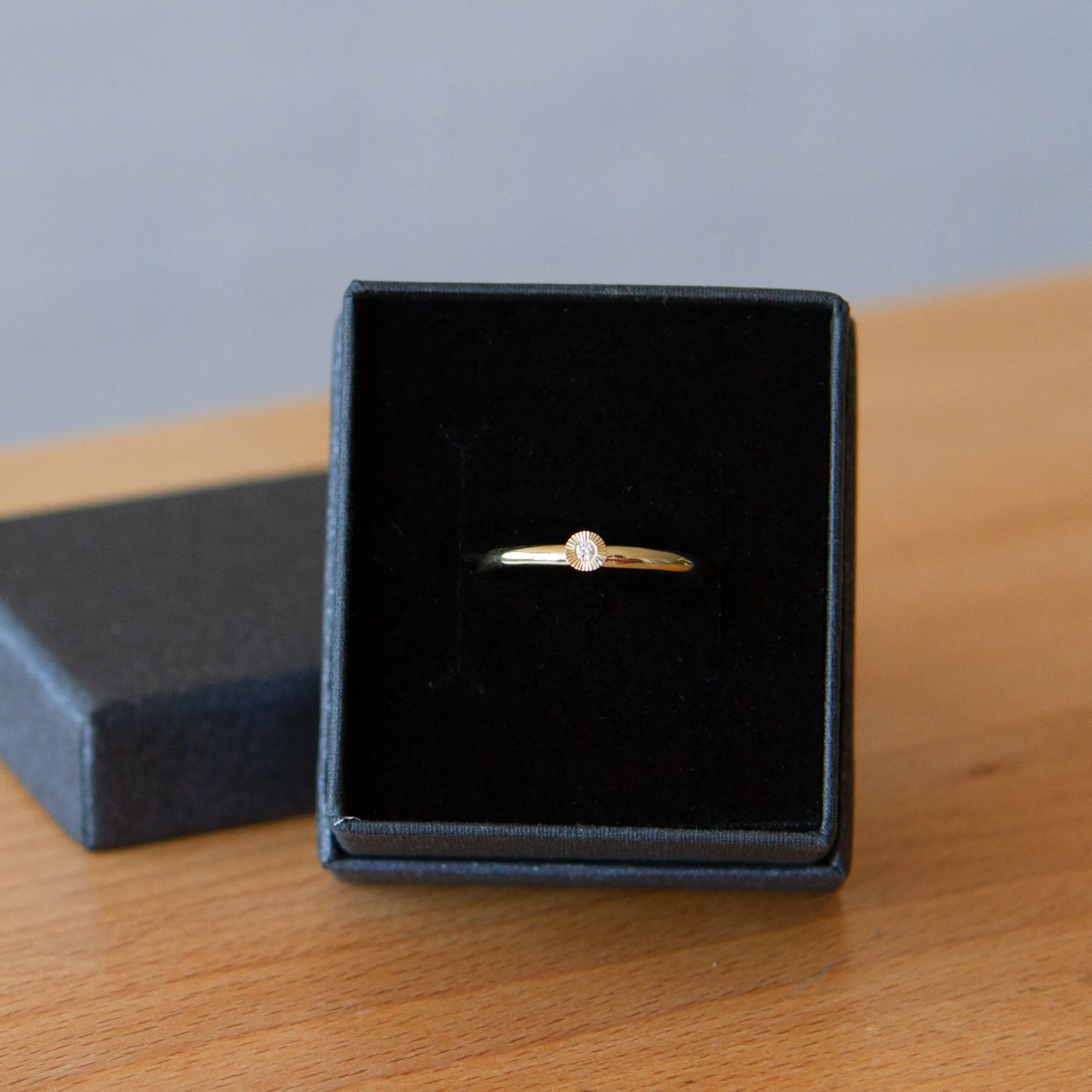 Micro Aurora Diamond Stacking Ring in Yellow Gold