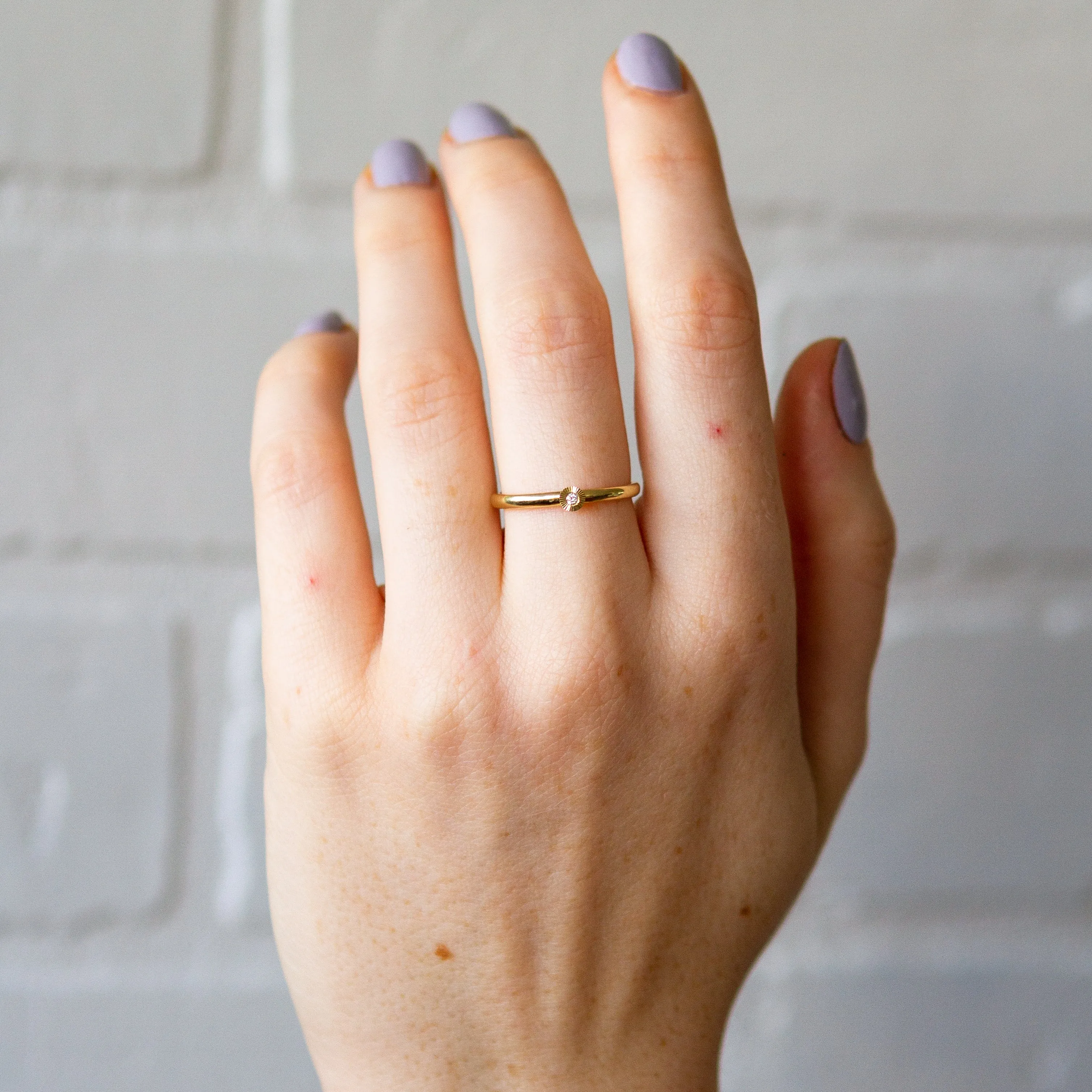 Micro Aurora Diamond Stacking Ring in Yellow Gold