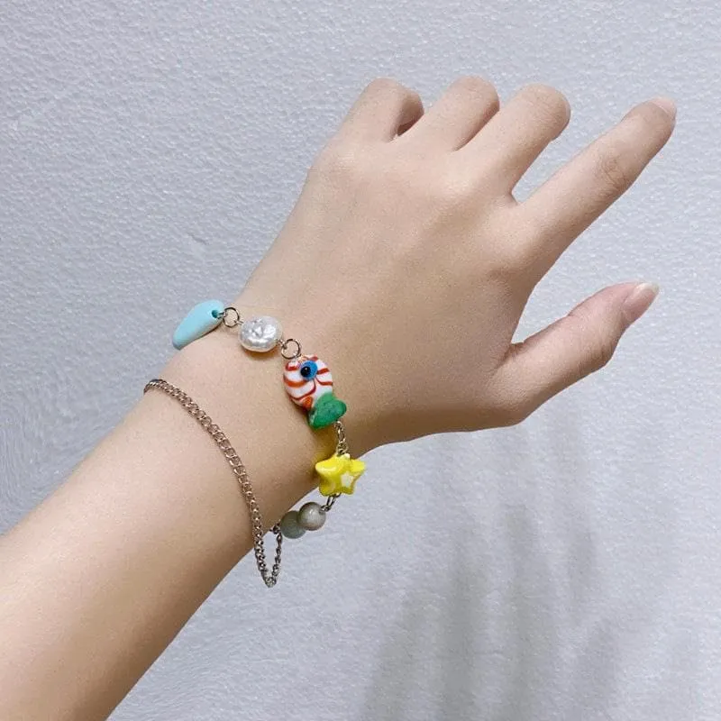 Multicolor star metal chain bracelet