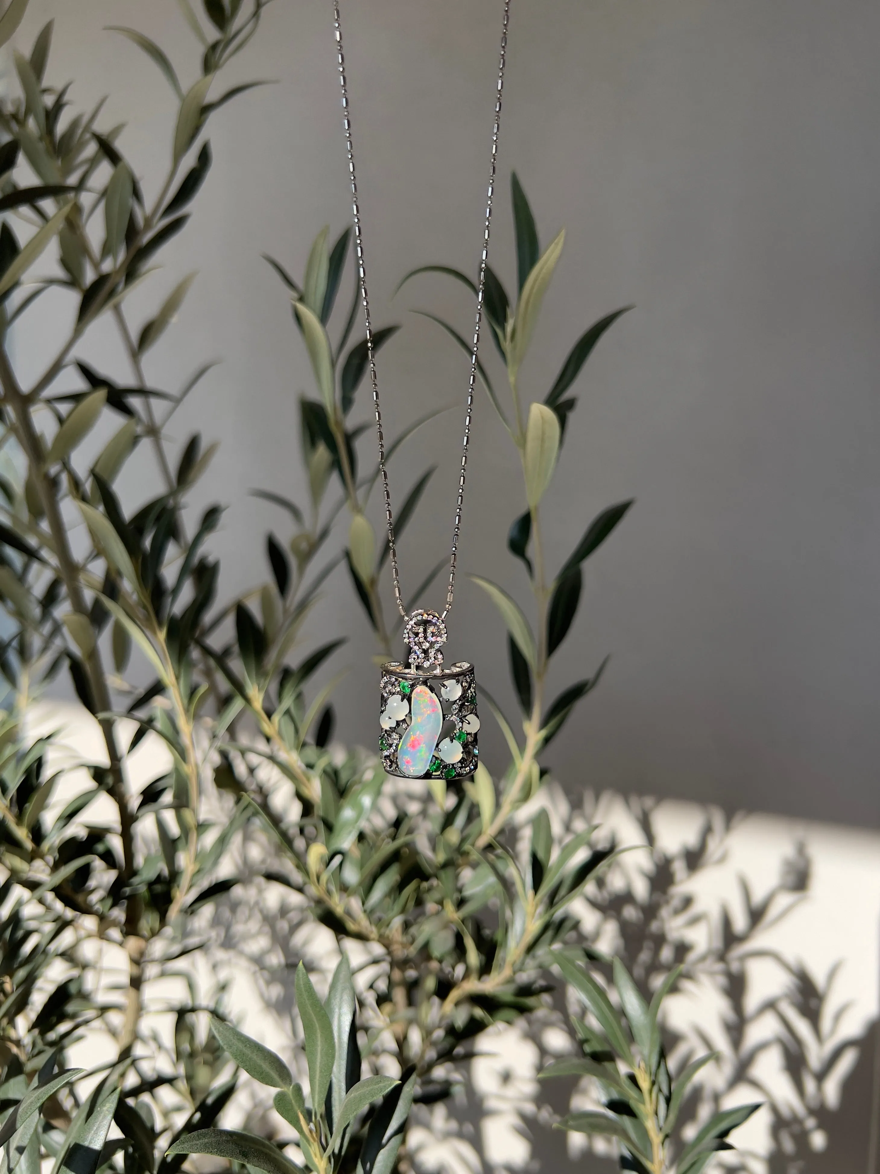 Natural Play-of-Color Opal Pendant Necklace