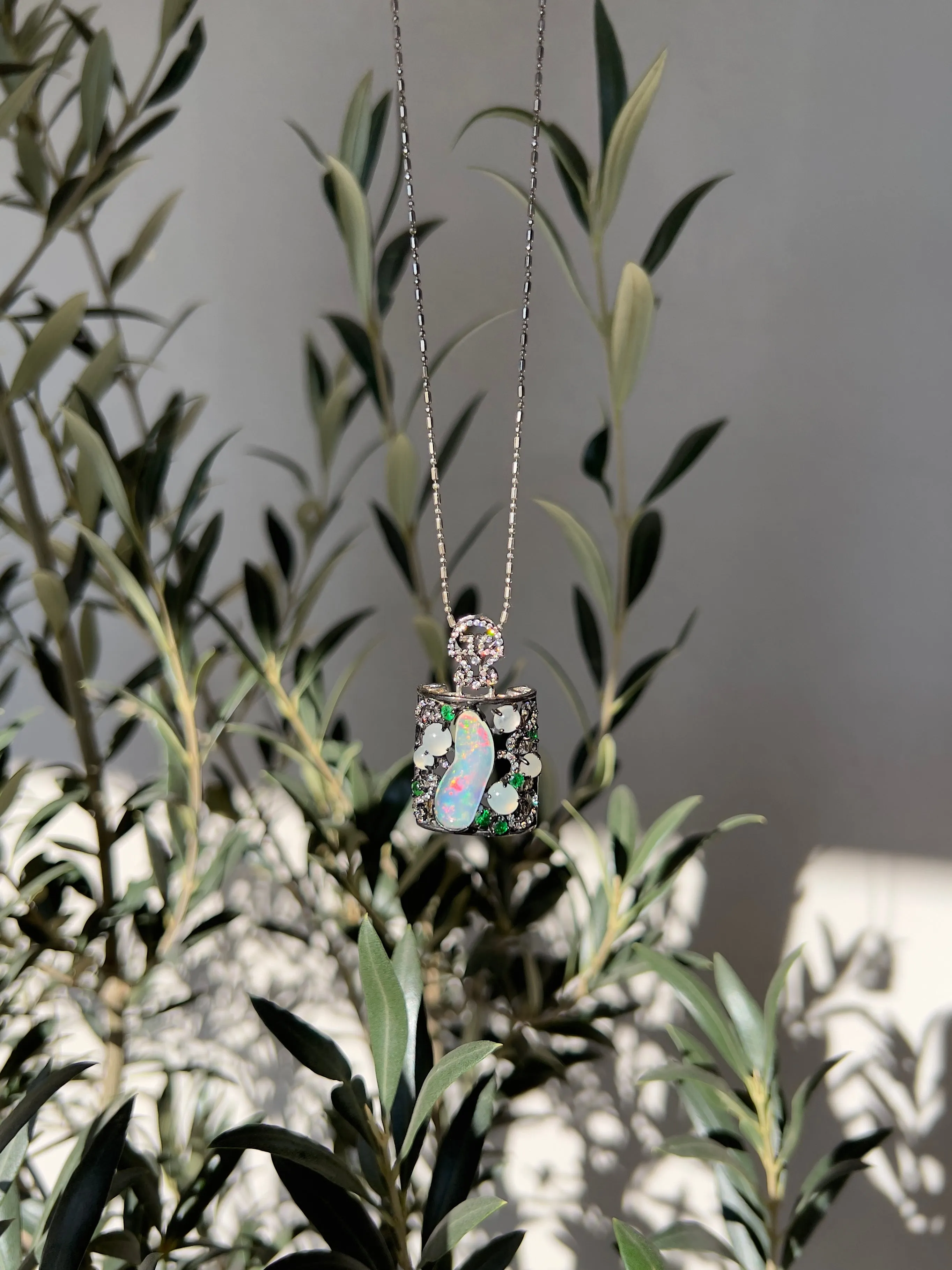 Natural Play-of-Color Opal Pendant Necklace