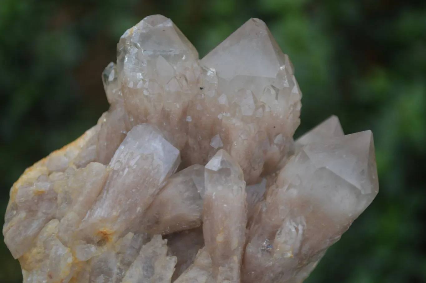 Natural White Phantom Smokey Quartz Clusters x 3 From Congo