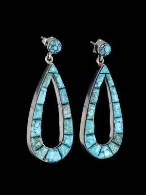 Navajo Number 8 Turquoise Cobblestone Inlay Post Earrings