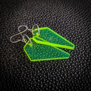 Neon Green Wing Dangle Earrings