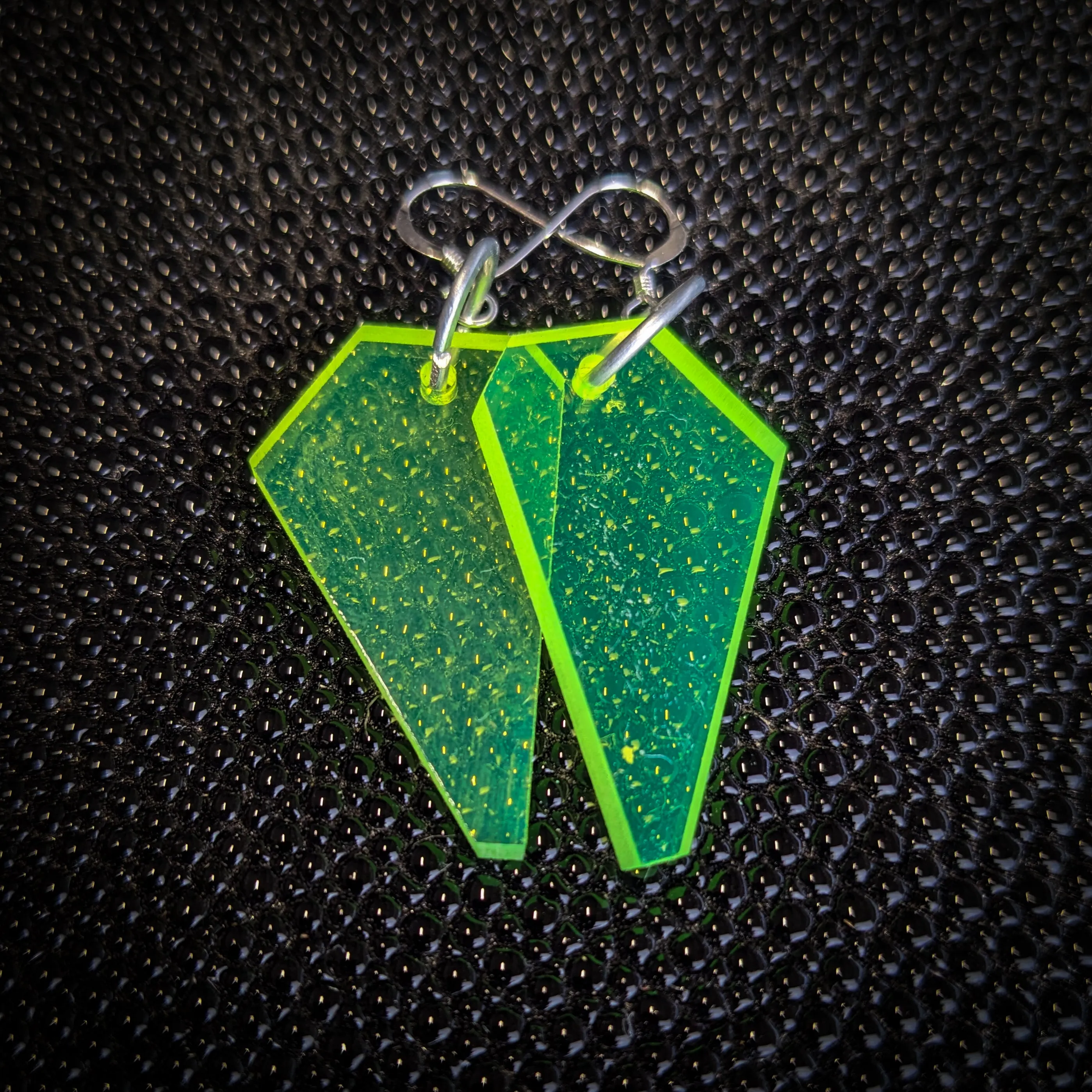 Neon Green Wing Dangle Earrings