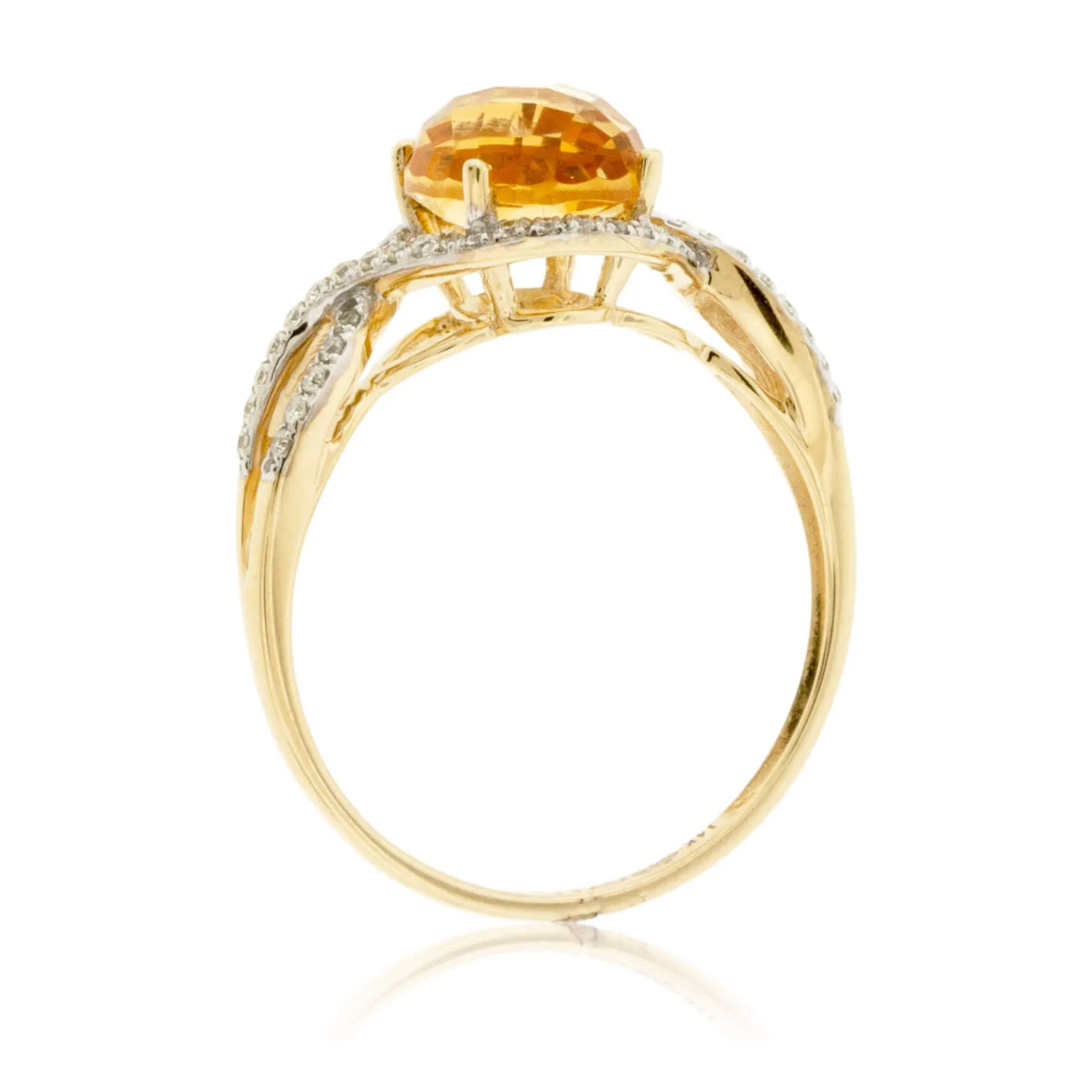 Oval Citrine and Diamond Halo Ring