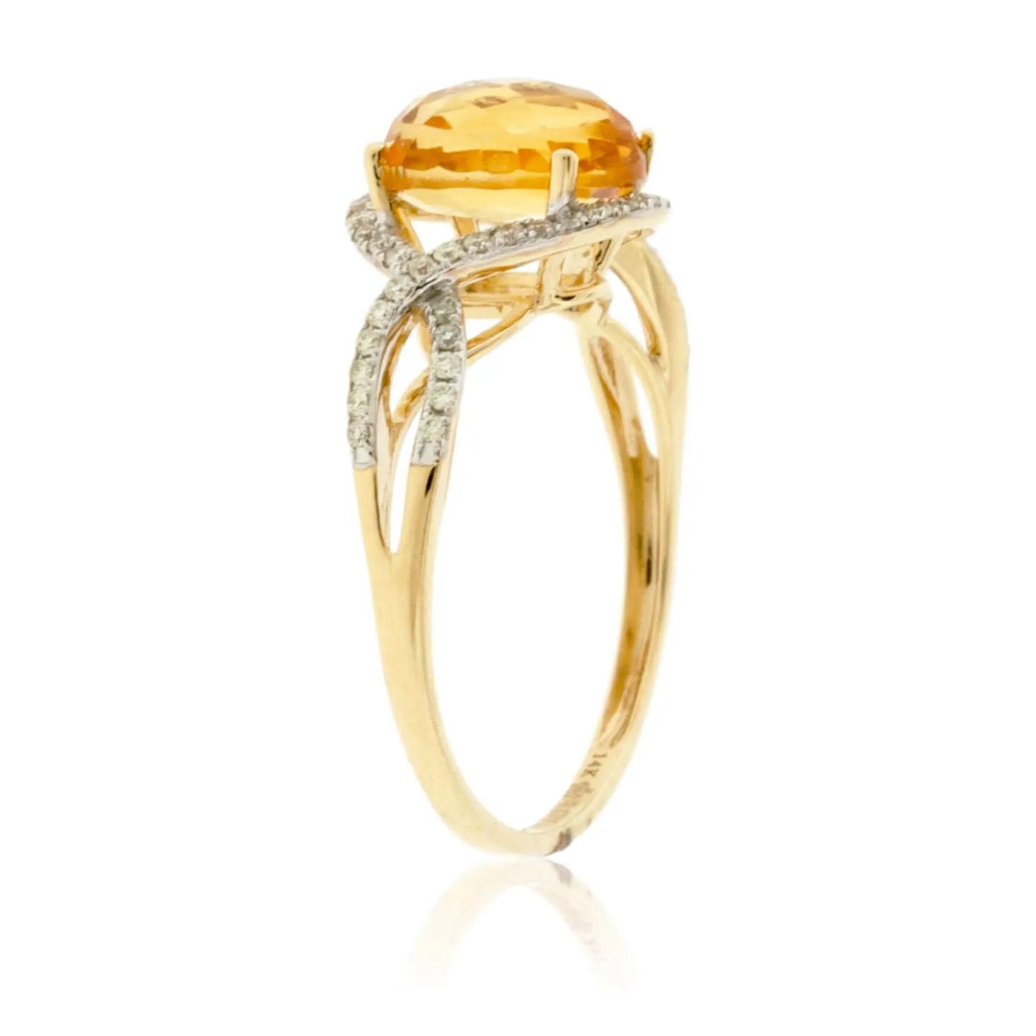 Oval Citrine and Diamond Halo Ring