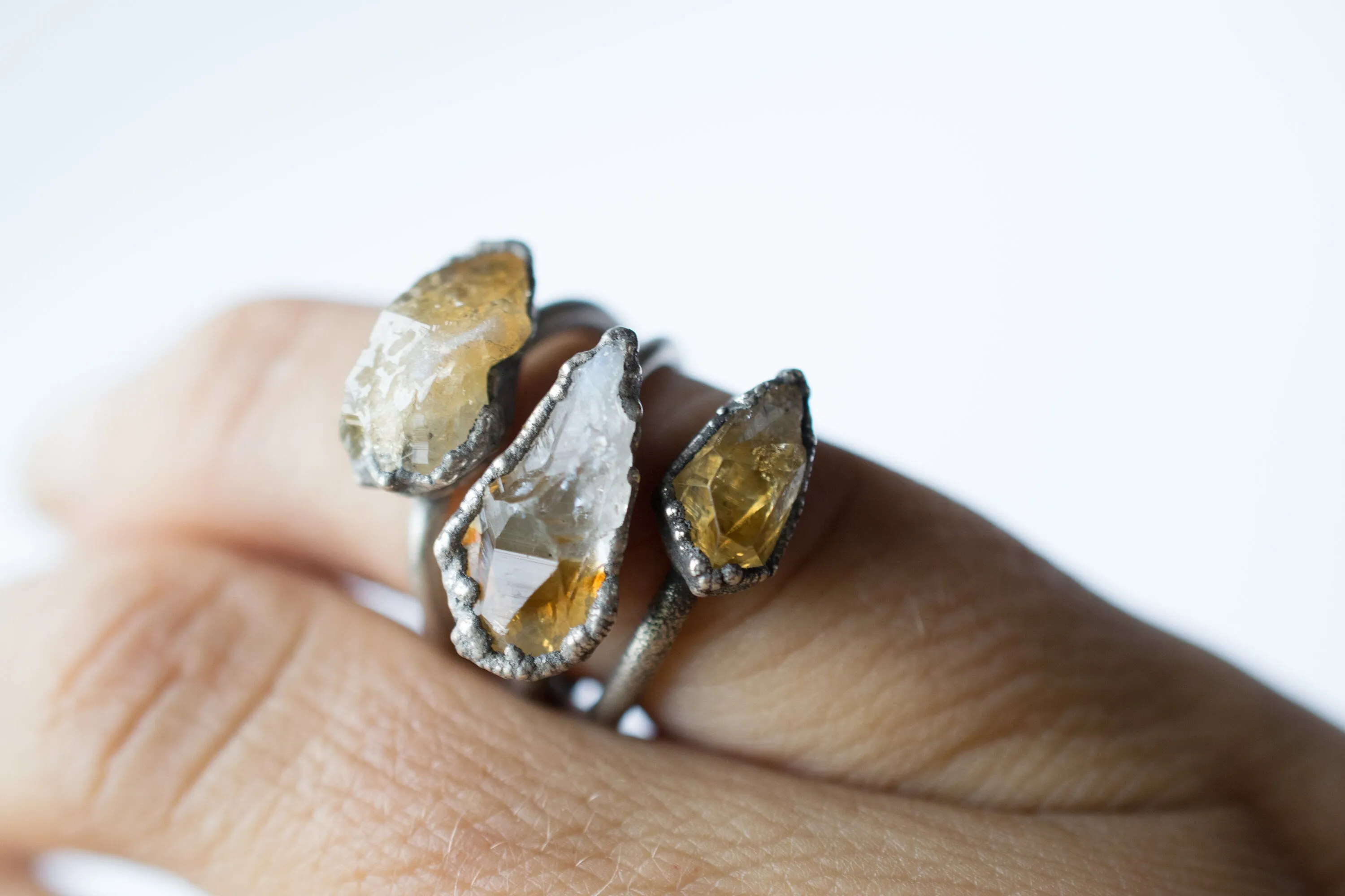 Oxidized Silver Citrine ring | Natural citrine ring