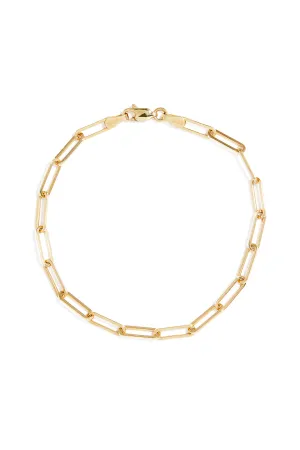 Paperclip Chain Bracelet in Yellow Gold