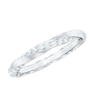 Pave Set Diamond Stackable Ring with Twisted Details