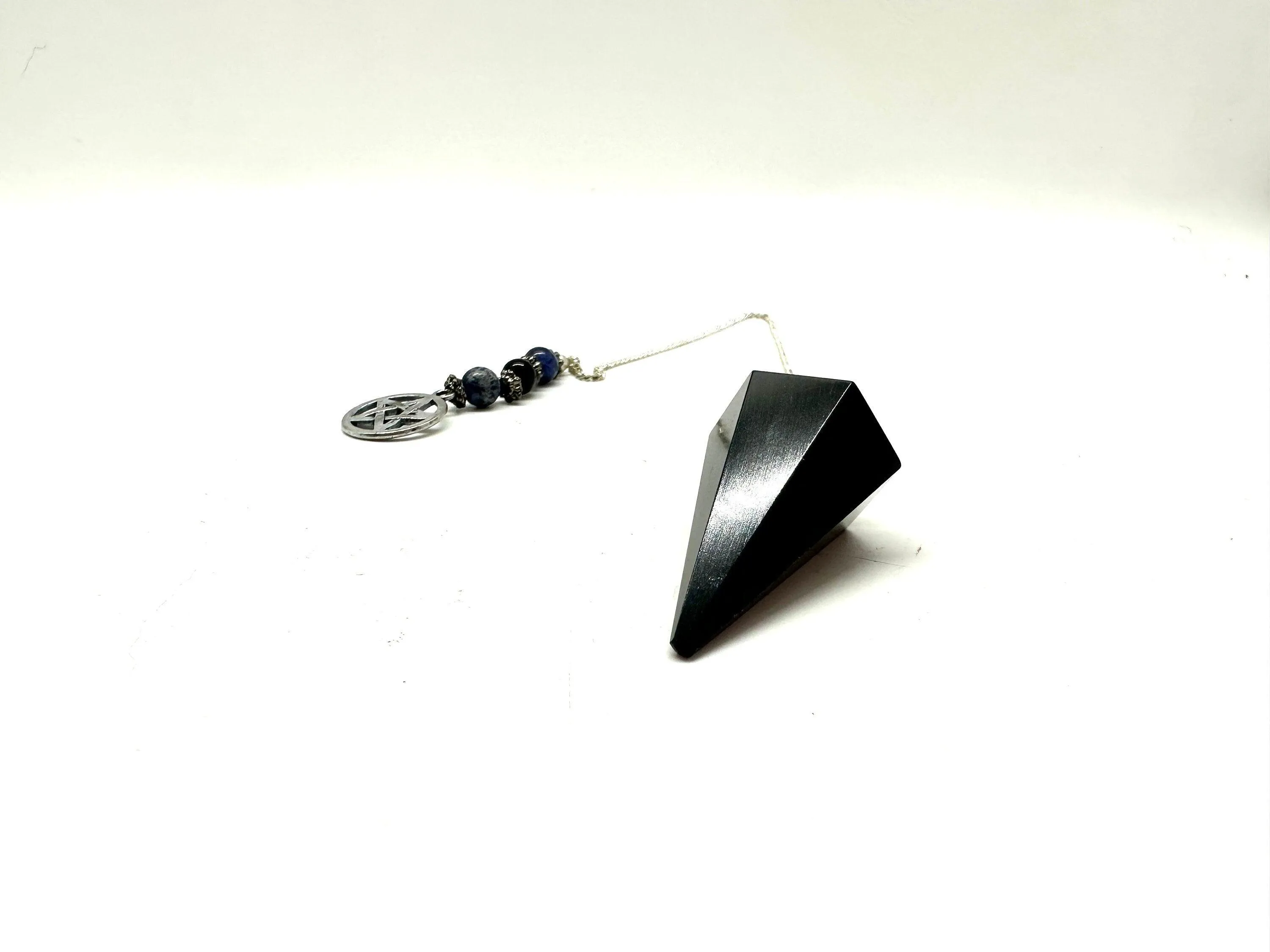 Pendulum: Hexagonal Black Obsidian with Pentagram