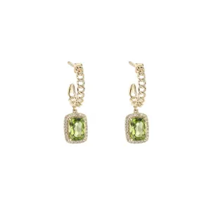 Peridot & Diamond Drop Earrings