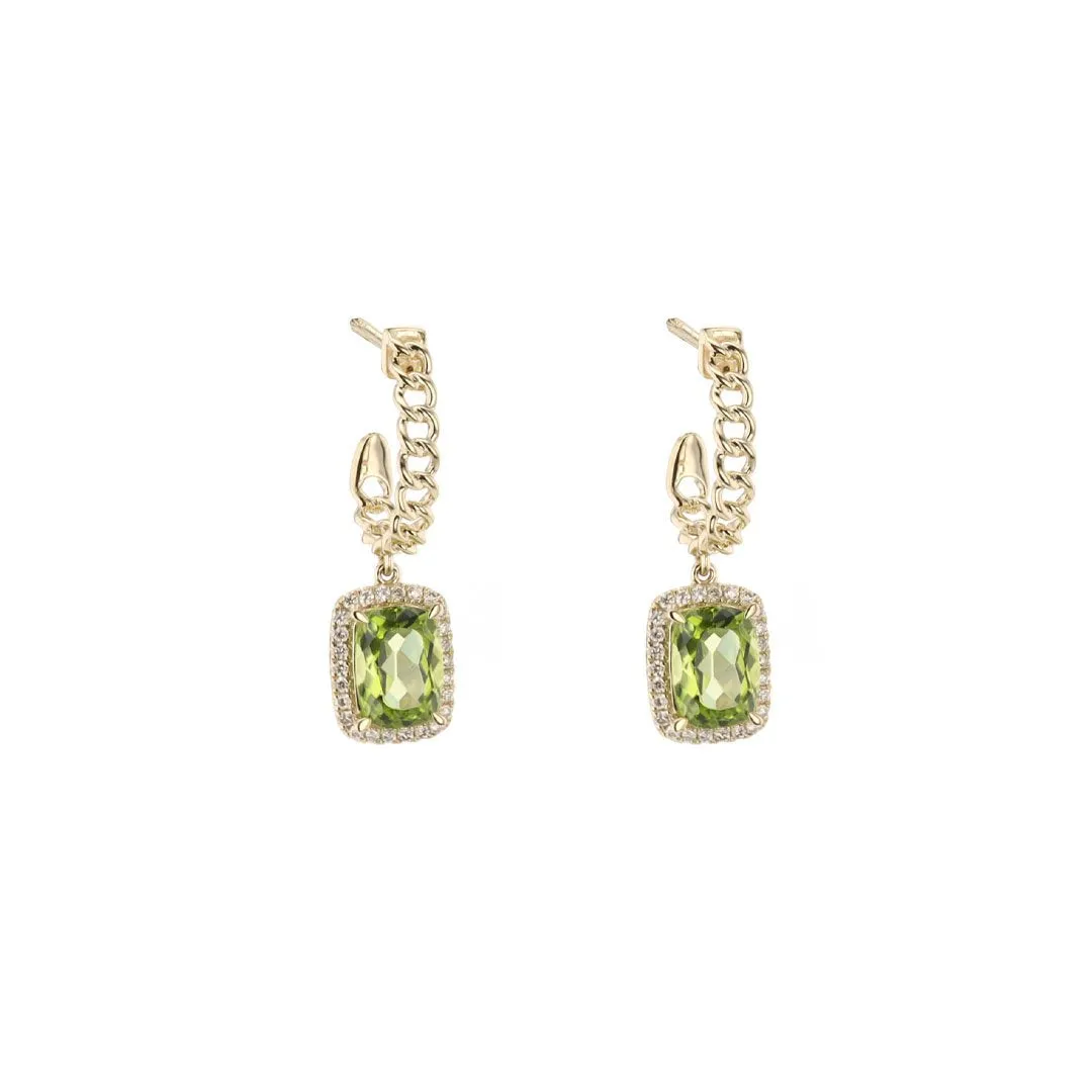 Peridot & Diamond Drop Earrings