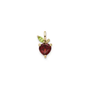 Peridot and Garnet Apple Pendant (14K)