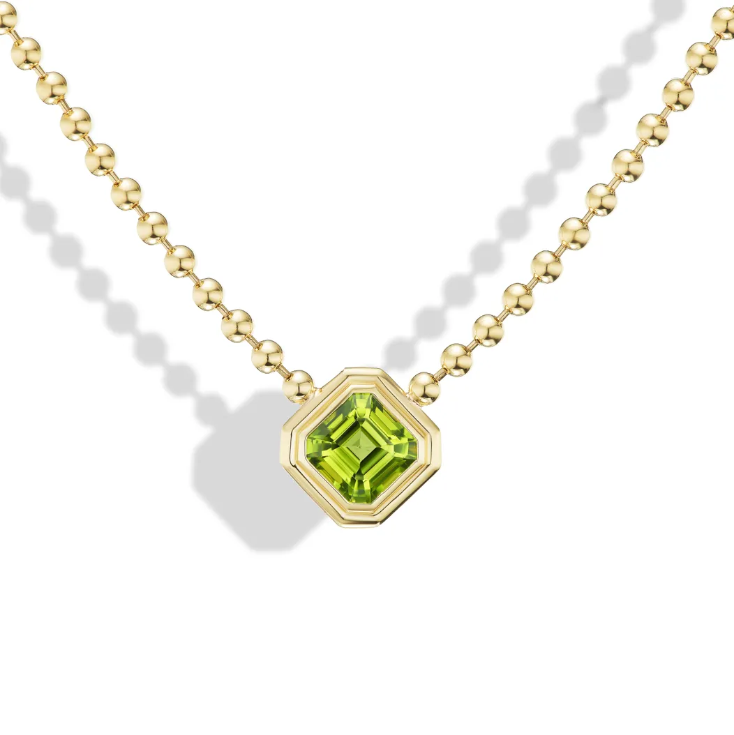 Peridot Asscher Double Bubble Bezel Necklace