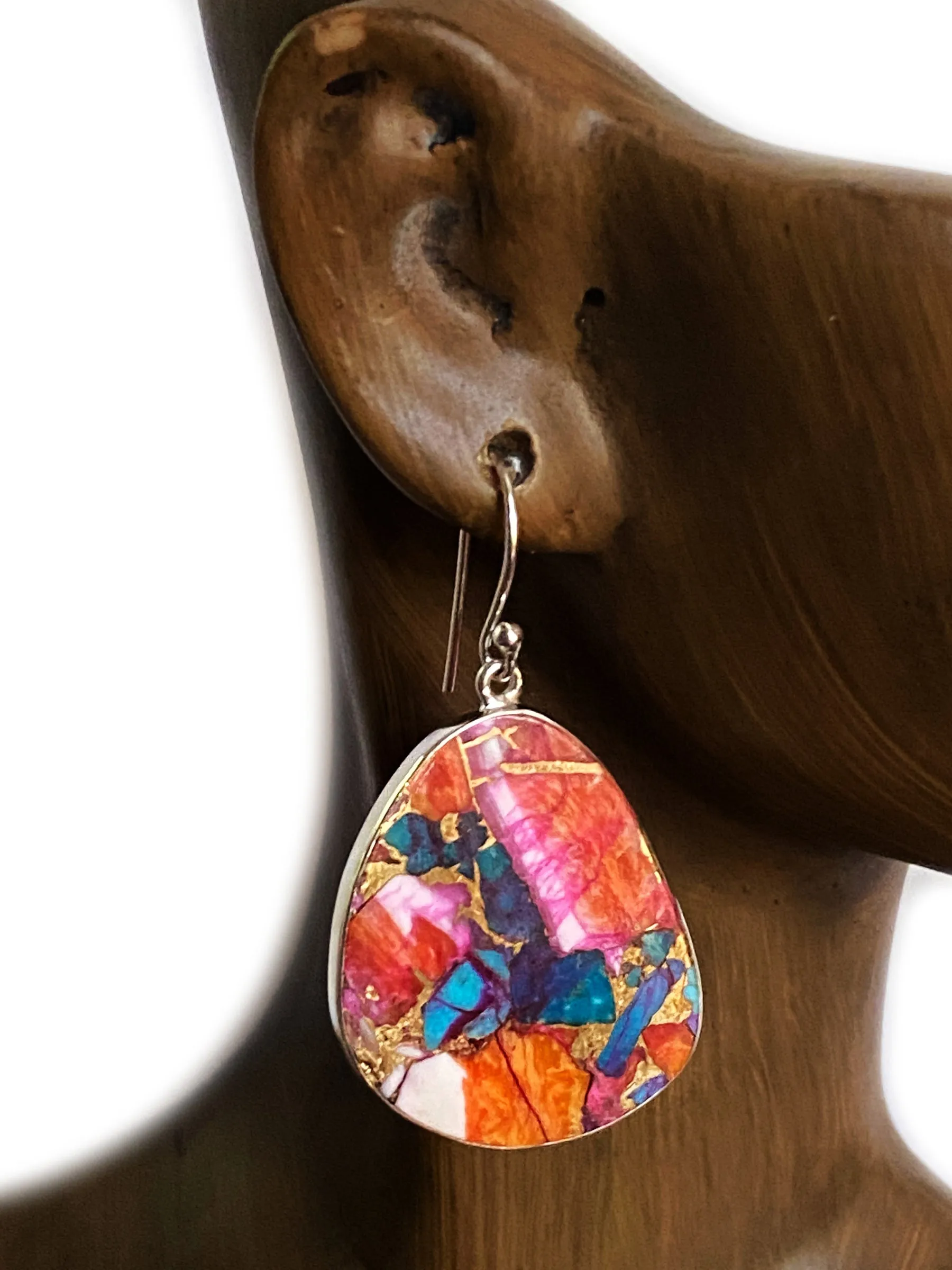 Pink Oyster Shell Slab Earrings