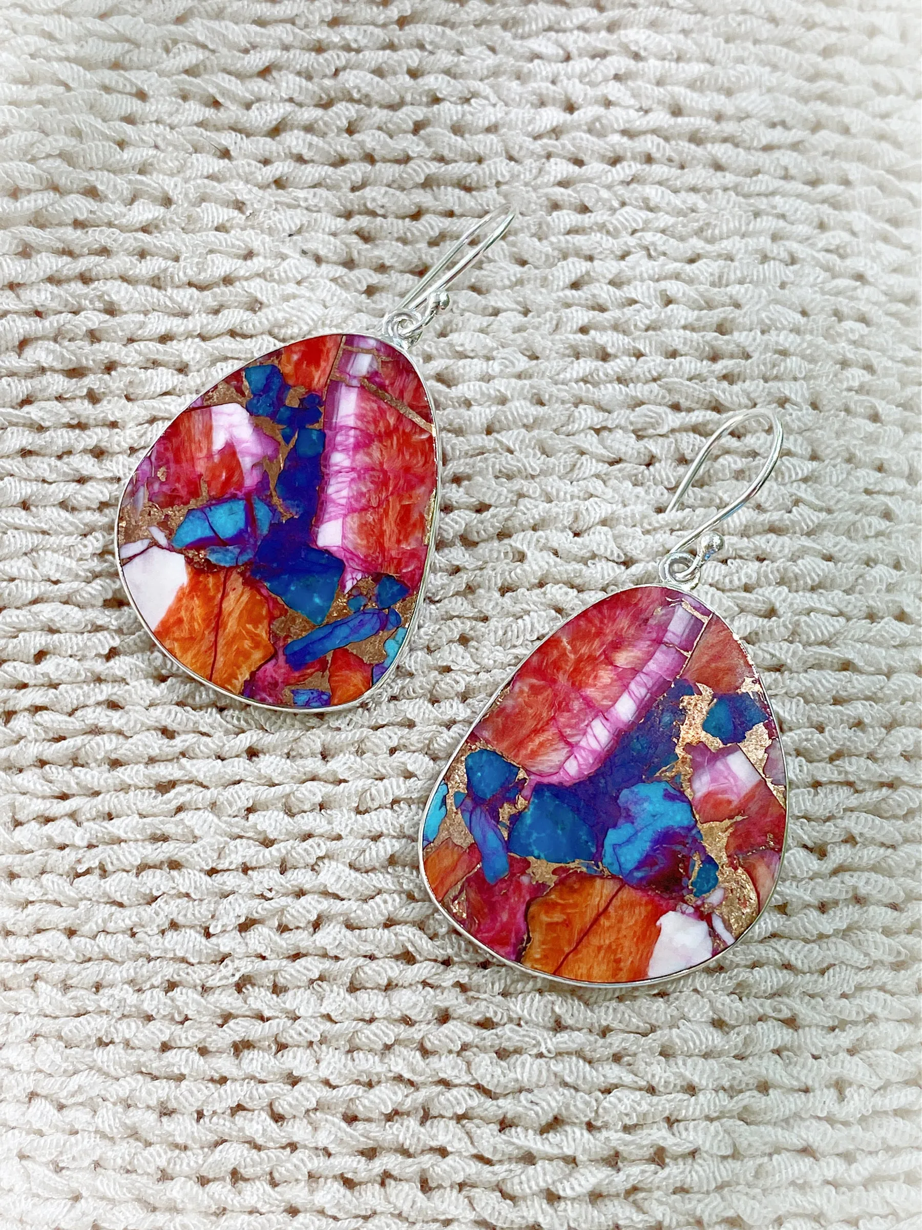 Pink Oyster Shell Slab Earrings