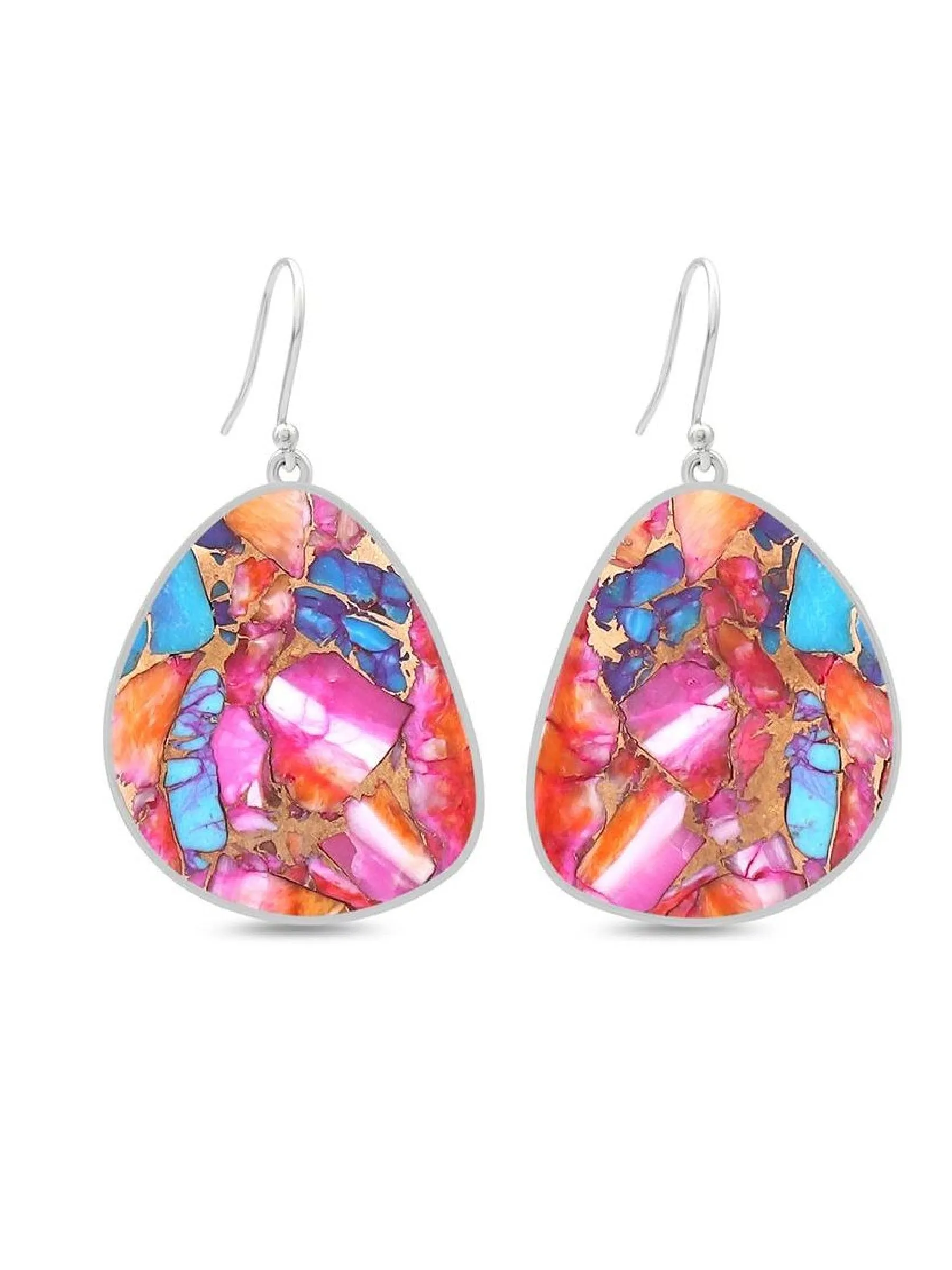 Pink Oyster Shell Slab Earrings