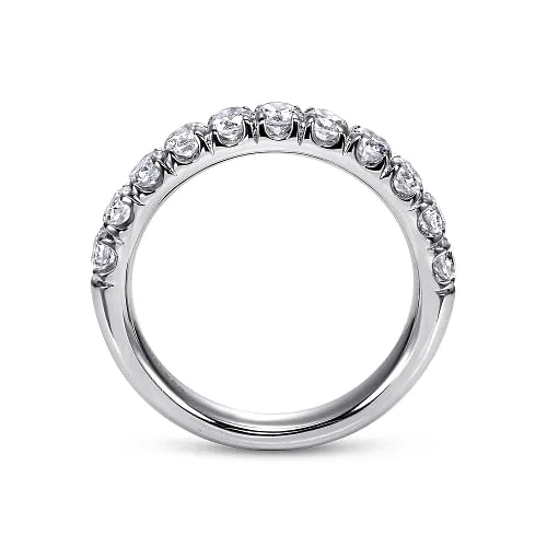 Portofino - 14K White Gold 11 Stone French Pave Diamond Wedding Band - 1 ct