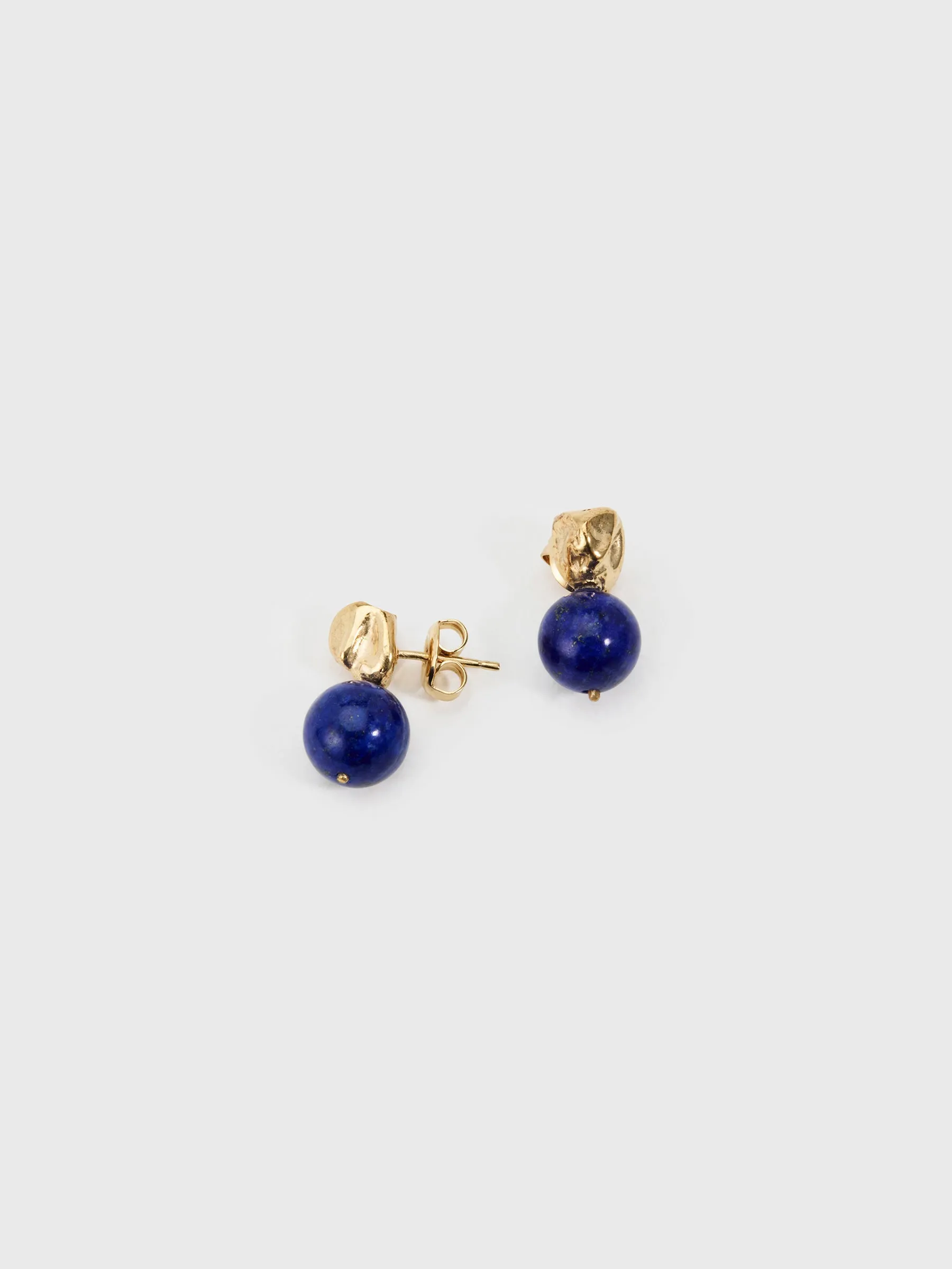 released from love stud & lapis drop earrings